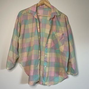✿ Pastel Checkered Button Up M